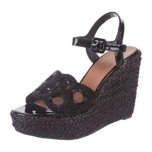 Robert Clergerie Black Woven Wedges